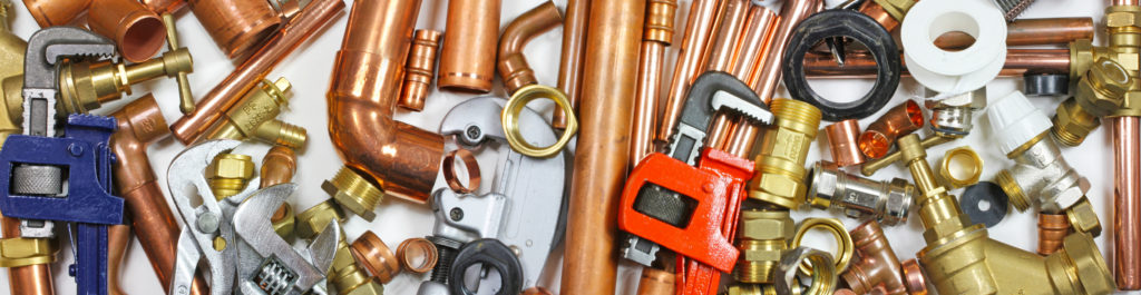 Tools and parts a plumber in Henrico, VA would use to fix your plumbing problem.