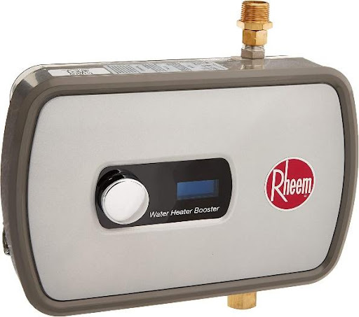 A Rheem in-home electric water heater booster.